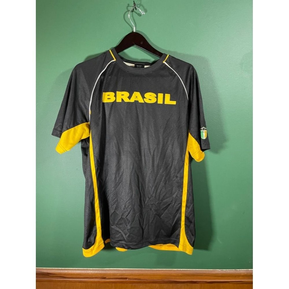 Brasil - Men's Black Short Sleeve Logo Soccer Jersey - Size XL